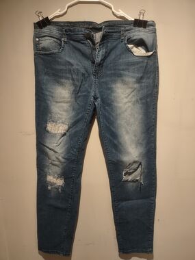 1969 V Italia Men's Skinny Distressed Blue Denim Jeans